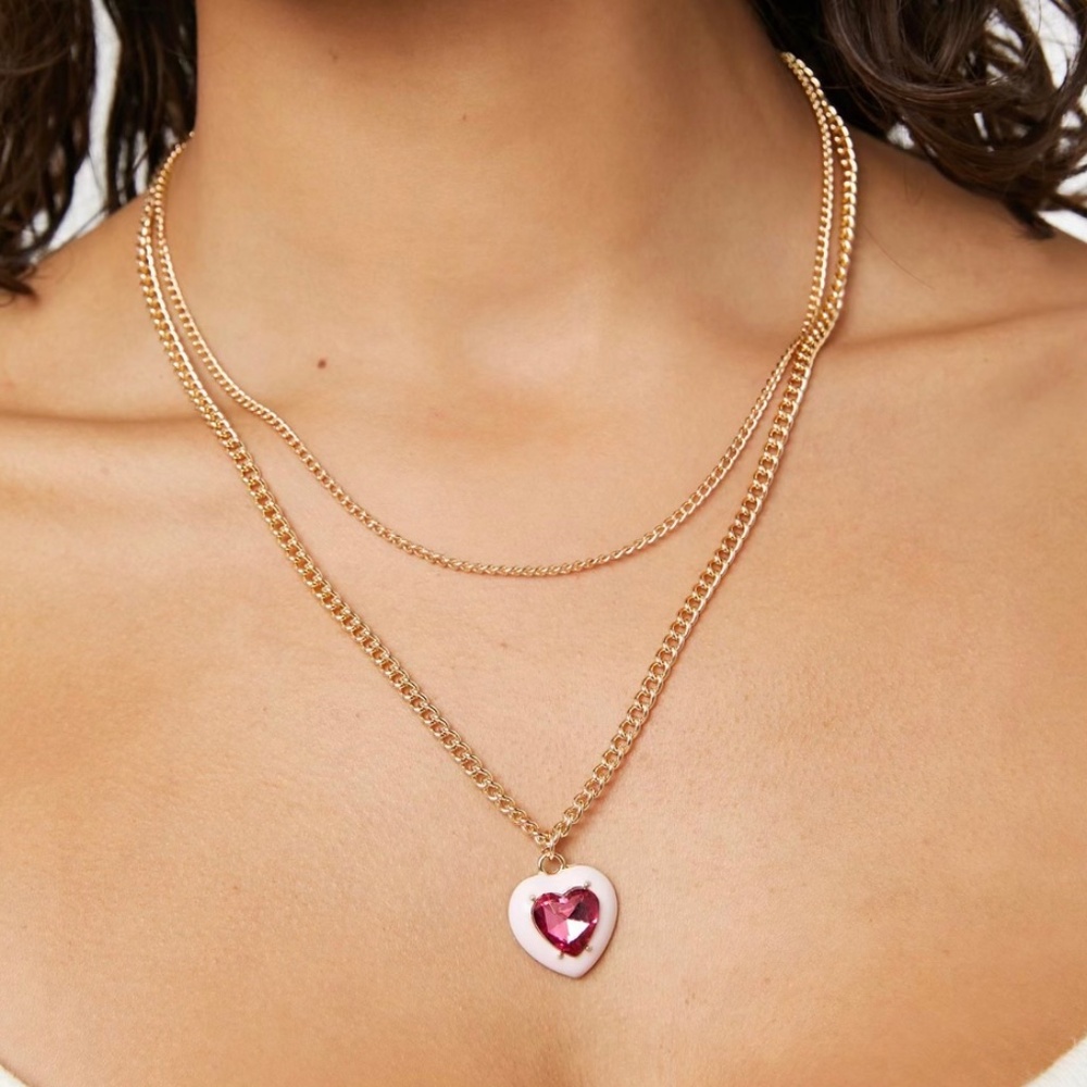 Necklace with Enamel Heart